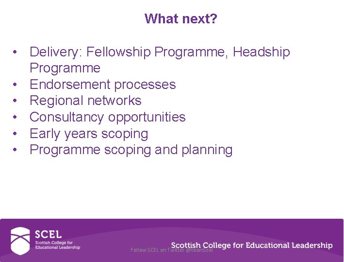 What next? • Delivery: Fellowship Programme, Headship Programme • Endorsement processes • Regional networks