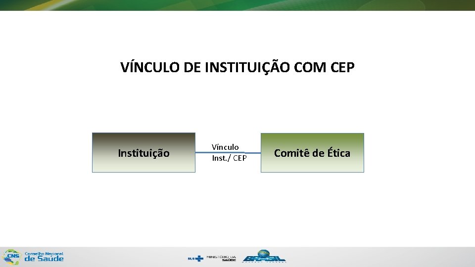 VÍNCULO DE INSTITUIÇÃO COM CEP Instituição Vínculo Inst. / CEP Comitê de Ética 