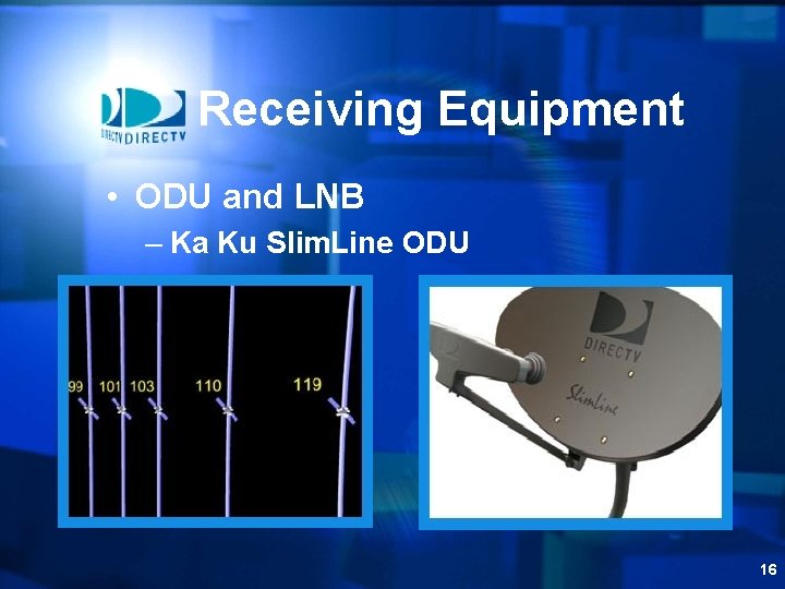 Receiving Equipment • ODU and LNB – Ka Ku Slim. Line ODU 16 
