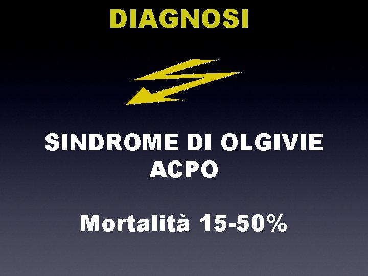 DIAGNOSI SINDROME DI OLGIVIE ACPO Mortalità 15 -50% 