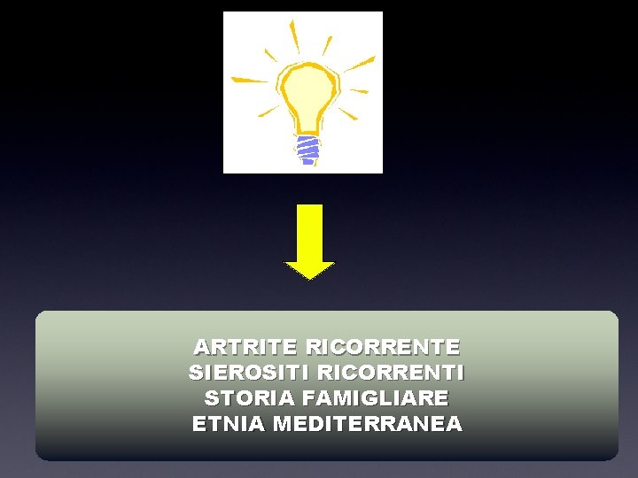 ARTRITE RICORRENTE SIEROSITI RICORRENTI STORIA FAMIGLIARE ETNIA MEDITERRANEA 