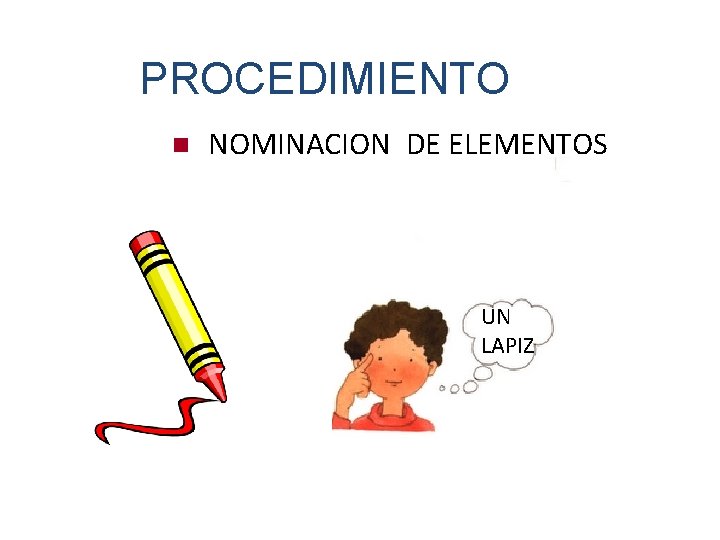 PROCEDIMIENTO n NOMINACION DE ELEMENTOS UN LAPIZ 