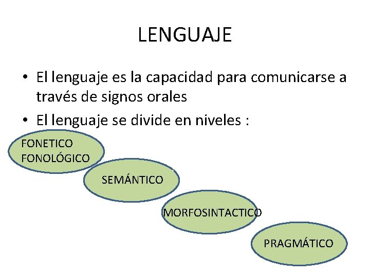 LENGUAJE • El lenguaje es la capacidad para comunicarse a través de signos orales