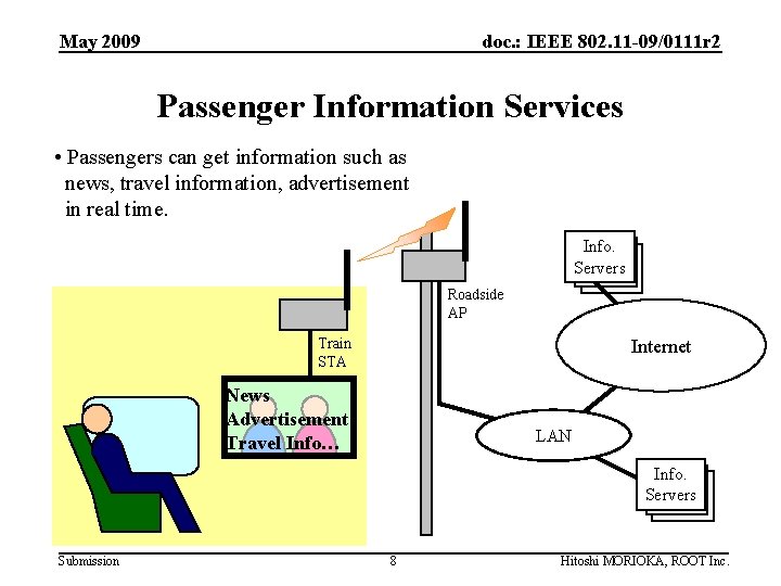 May 2009 doc. : IEEE 802. 11 -09/0111 r 2 Passenger Information Services •