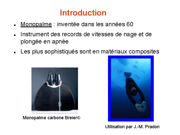 Introduction l l l Monopalme : inventée dans les années 60 Instrument des records