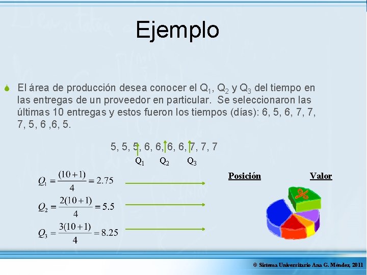 Ejemplo S El área de producción desea conocer el Q 1, Q 2 y