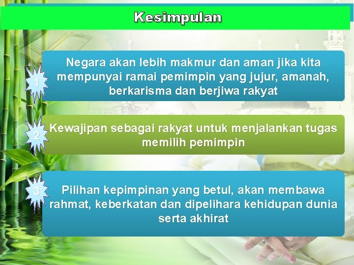 Kesimpulan 1 Negara akan lebih makmur dan aman jika kita mempunyai ramai pemimpin yang Kesimpulan 1 Negara akan lebih makmur dan aman jika kita mempunyai ramai pemimpin yang