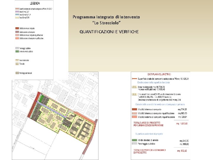 Programma Integrato di Intervento “Lo Strecciolo” QUANTIFICAZIONI E VERIFICHE 