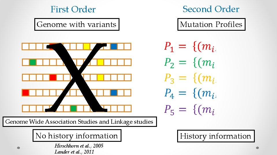 Second Order First Order X Genome with variants Mutation Profiles Genome Wide Association Studies