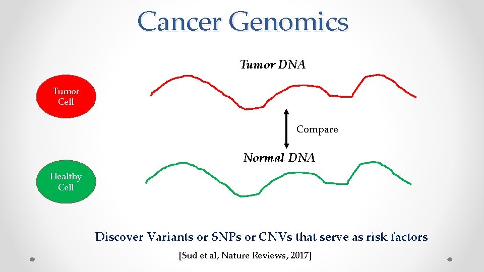 Cancer Genomics Tumor DNA Tumor Cell Compare Normal DNA Healthy Cell Discover Variants or