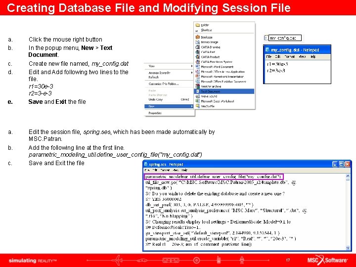 Creating Database File and Modifying Session File a. b. c. d. e. a. b.