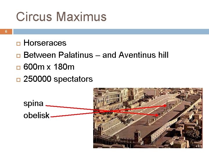 Circus Maximus 6 Horseraces Between Palatinus – and Aventinus hill 600 m x 180