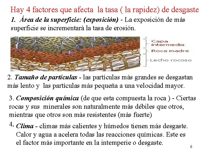 Hay 4 factores que afecta la tasa ( la rapidez) de desgaste 1. Área