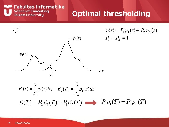Optimal thresholding 13 18/09/2020 