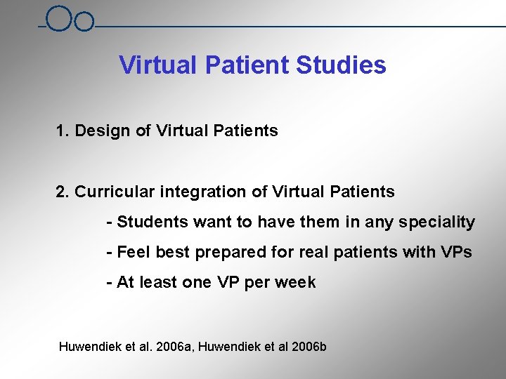 Virtual Patient Studies 1. Design of Virtual Patients 2. Curricular integration of Virtual Patients