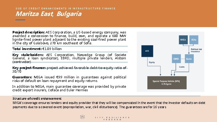 USE OF CREDIT ENHANCEMENTS IN INFRASTRUCTURE FINANCE Maritza East, Bulgaria Project description: AES Corporation, USE OF CREDIT ENHANCEMENTS IN INFRASTRUCTURE FINANCE Maritza East, Bulgaria Project description: AES Corporation,