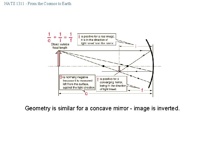 NATS 1311 - From the Cosmos to Earth Geometry is similar for a concave NATS 1311 - From the Cosmos to Earth Geometry is similar for a concave
