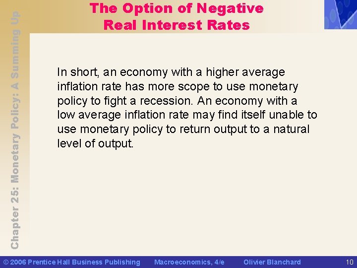 Chapter 25: Monetary Policy: A Summing Up The Option of Negative Real Interest Rates