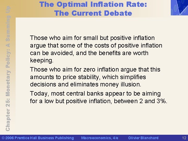 Chapter 25: Monetary Policy: A Summing Up The Optimal Inflation Rate: The Current Debate