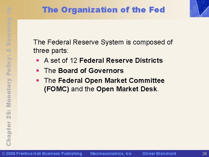 Chapter 25: Monetary Policy: A Summing Up The Organization of the Fed The Federal