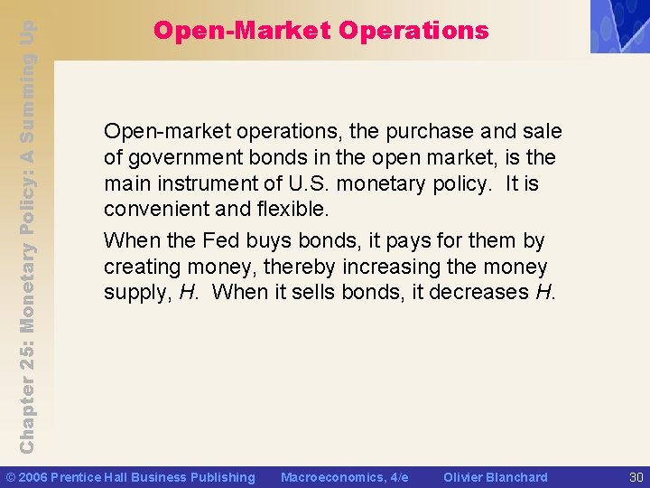 Chapter 25: Monetary Policy: A Summing Up Open-Market Operations Open-market operations, the purchase and