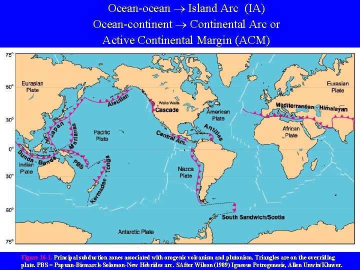 Ocean-ocean Island Arc (IA) Ocean-continent Continental Arc or Active Continental Margin (ACM) Figure 16