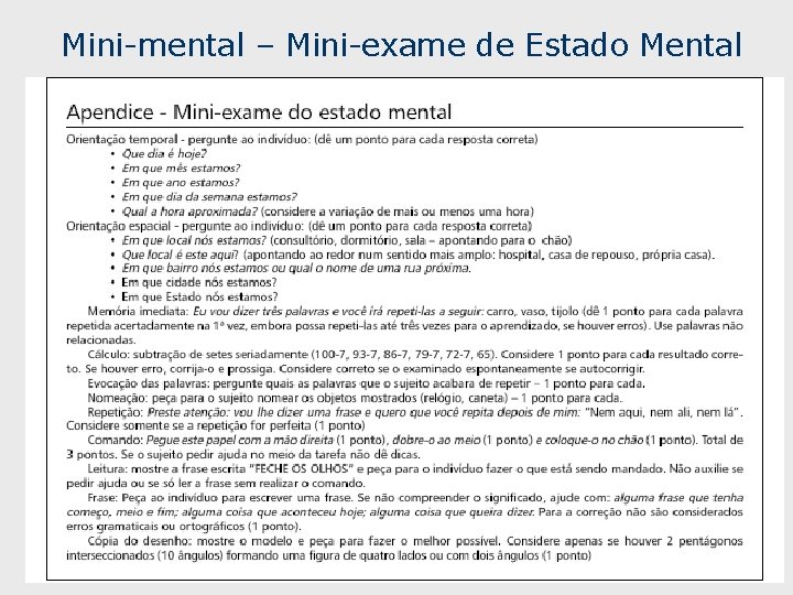 Mini-mental – Mini-exame de Estado Mental 