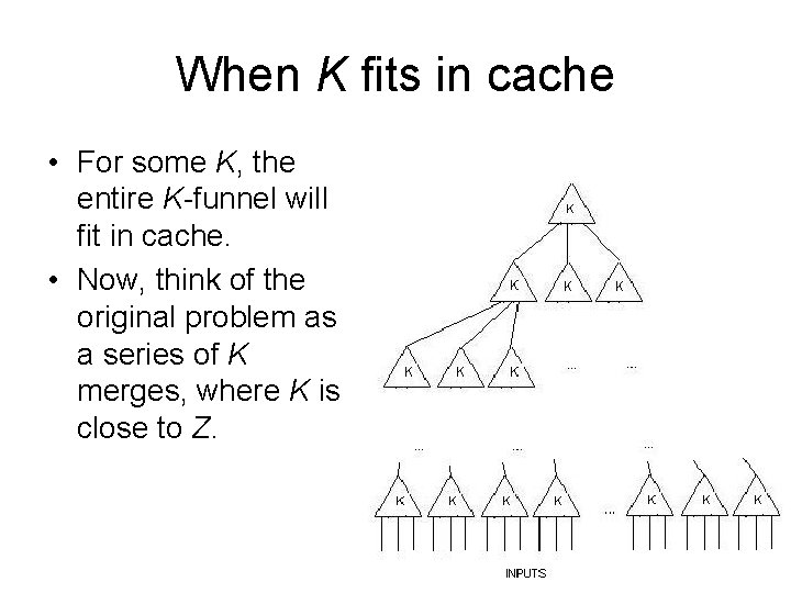 When K fits in cache • For some K, the entire K-funnel will fit When K fits in cache • For some K, the entire K-funnel will fit