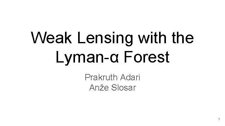 Weak Lensing with the Lyman-α Forest Prakruth Adari Anže Slosar 1 