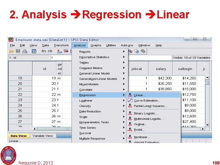 2. Analysis Regression Linear Negussie D, 2012 108 
