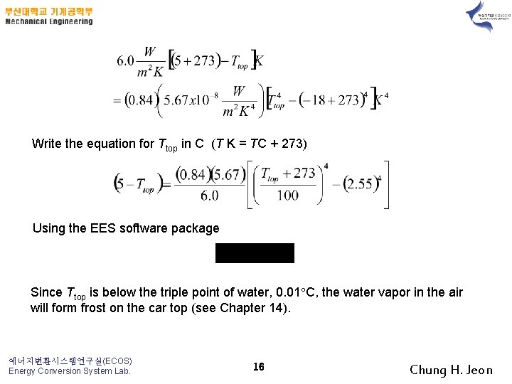 Write the equation for Ttop in C (T K = TC + 273) Using