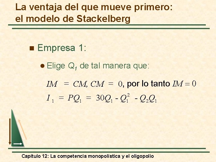 La ventaja del que mueve primero: el modelo de Stackelberg n Empresa 1: l