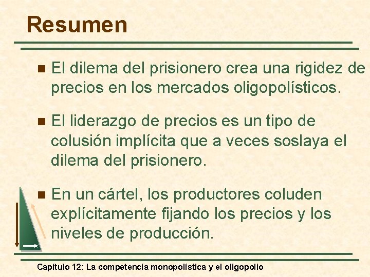 Resumen n El dilema del prisionero crea una rigidez de precios en los mercados