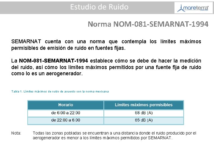 Norma NOM-081 -SEMARNAT-1994 SEMARNAT cuenta con una norma que contempla los límites máximos permisibles