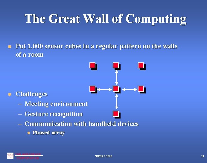 The Great Wall of Computing Put 1, 000 sensor cubes in a regular pattern