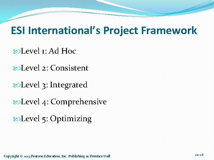 ESI International’s Project Framework Level 1: Ad Hoc Level 2: Consistent Level 3: Integrated