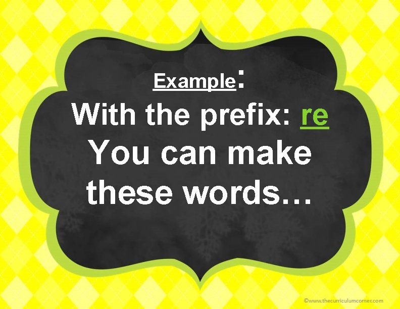 Example : With the prefix: re You can make these words… 