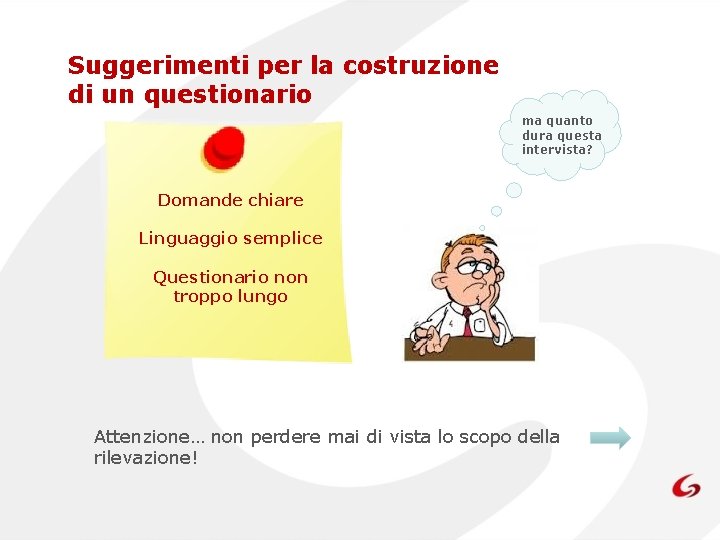 Suggerimenti per la costruzione di un questionario ma quanto dura questa intervista? Domande chiare