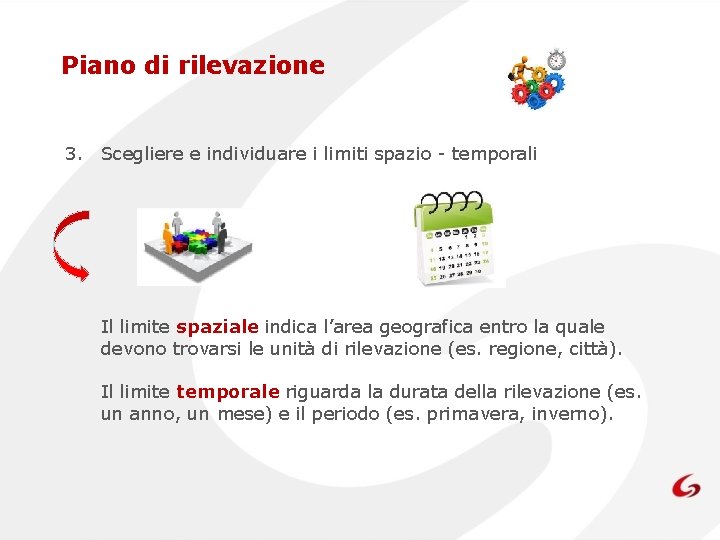 Piano di rilevazione 3. Scegliere e individuare i limiti spazio - temporali Il limite