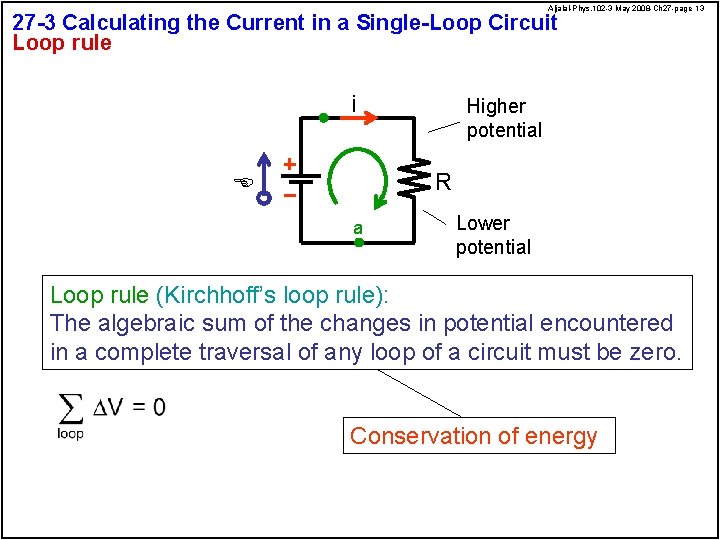 Aljalal-Phys. 102 -3 May 2008 -Ch 27 -page 13 27 -3 Calculating the Current