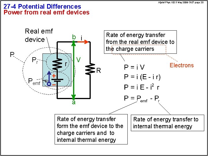 Aljalal-Phys. 102 -3 May 2008 -Ch 27 -page 20 27 -4 Potential Differences Power