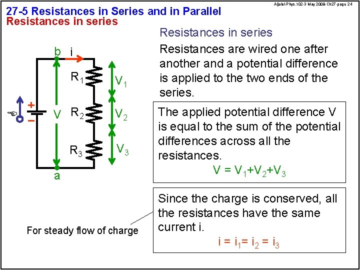 27 -5 Resistances in Series and in Parallel Resistances in series b i E