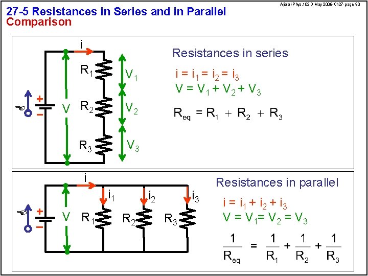 27 -5 Resistances in Series and in Parallel Comparison i E Resistances in series