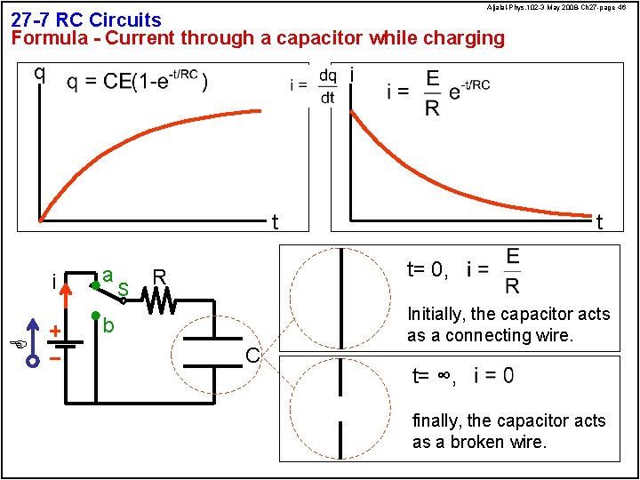 Aljalal-Phys. 102 -3 May 2008 -Ch 27 -page 46 27 -7 RC Circuits Formula