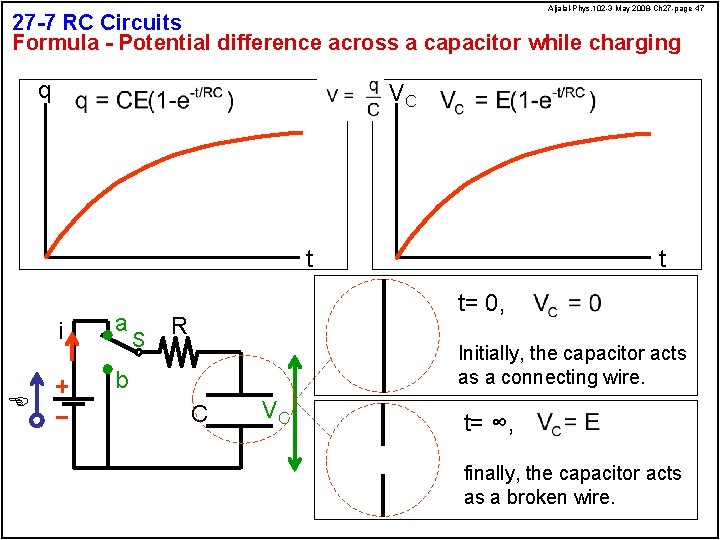 Aljalal-Phys. 102 -3 May 2008 -Ch 27 -page 47 27 -7 RC Circuits Formula