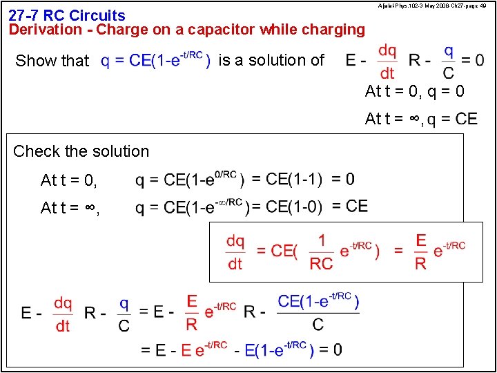 27 -7 RC Circuits Derivation - Charge on a capacitor while charging Show that