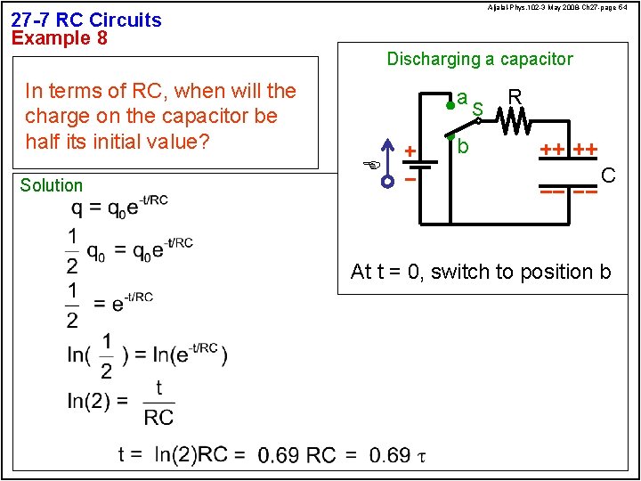 Aljalal-Phys. 102 -3 May 2008 -Ch 27 -page 54 27 -7 RC Circuits Example