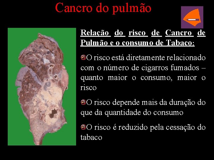 Cancro do pulmão Relação do risco de Cancro de Pulmão e o consumo de