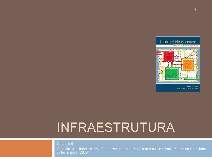 1 INFRAESTRUTURA Capítulo 5 Crovella, M, Krishnamurthy, B. Internet Measurement: infrastructure, traffic & applications.