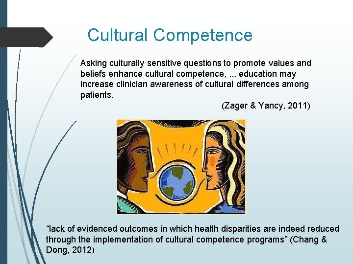 Cultural Competence Asking culturally sensitive questions to promote values and beliefs enhance cultural competence,